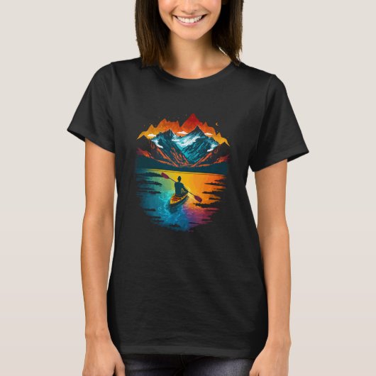 Kayak Kayaker Kayaking on the Canoe Lake Mountains T-Shirt (Vorderseite)