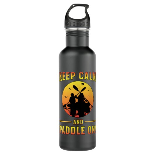 Kayak Kayaking Canoe Paddle Behielt Calm Funny Ges Edelstahlflasche (Vorderseite)
