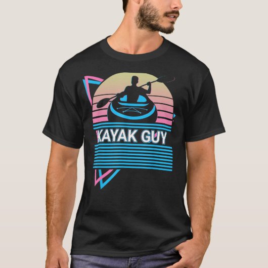 Kayak Kayaking Retro Kayak Guy T-Shirt (Vorderseite)
