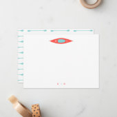 Kayak Modern Aqua Blue Personalisiert Stationery Mitteilungskarte (Vorderseite/Rückseite Beispiel)