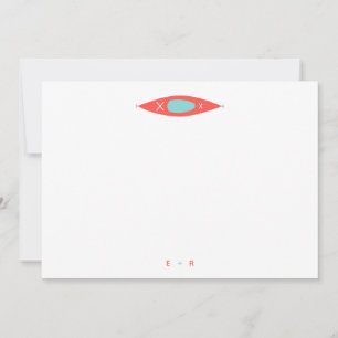 Kayak Modern Aqua Blue Personalisiert Stationery Mitteilungskarte