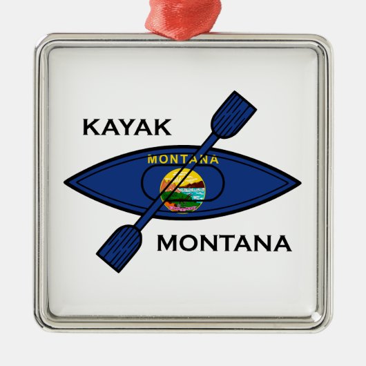 Kayak Montana Flag Ornament Aus Metall (Vorne)