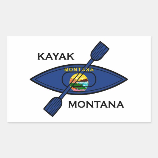 Kayak Montana Flag Rechteckiger Aufkleber (Vorderseite)