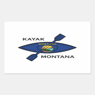 Kayak Montana Flag Rechteckiger Aufkleber