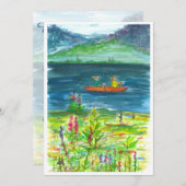 Kayak Mountain Lake Retirement Party Einladung (Vorne/Hinten)