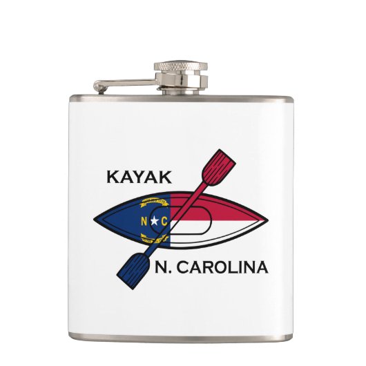 Kayak North Carolina Flag Flachmann (Vorderseite)