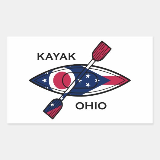 Kayak Ohio Flag Rechteckiger Aufkleber (Vorderseite)