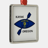 Kayak Oregon Flag Ornament Aus Metall (Rechts)