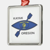 Kayak Oregon Flag Ornament Aus Metall (Links)
