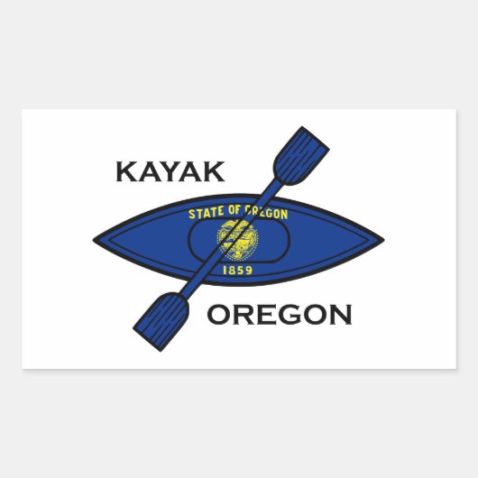 Kayak Oregon Flag Rechteckiger Aufkleber (Vorderseite)