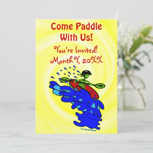 Kayak Paddle Fun Party Einladung (Stehend Vorderseite)