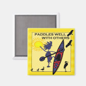 Kayak Paddles gut gelb Magnet (Vorderseite/Rückseite)