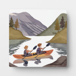 Kayak Ride am See | Bergwelt Wasserfarbe Fotoplatte