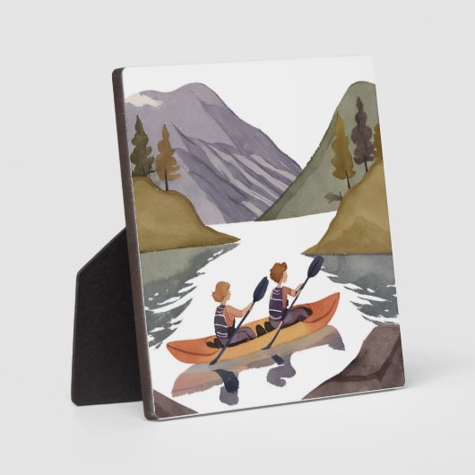 Kayak Ride am See | Bergwelt Wasserfarbe Fotoplatte (Vorderseite)