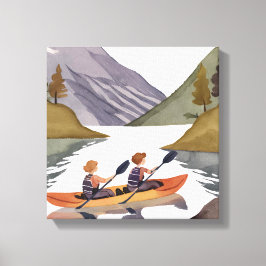 Kayak Ride am See | Bergwelt Wasserfarbe Leinwanddruck