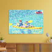 Kayak River Scene in Pointillism, überwölbte Canva Leinwanddruck (Insitu (Wohnzimmer))