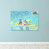 Kayak River Scene in Pointillism, überwölbte Canva Leinwanddruck (Insitu (Holzboden))