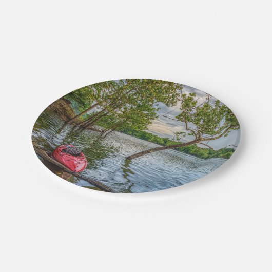 Kayak schwimmend am Tafelfelsensee Pappteller (Schrägansicht)