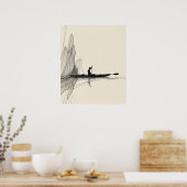 Kayak See Minimalistische Linienkunst Poster (Küche)
