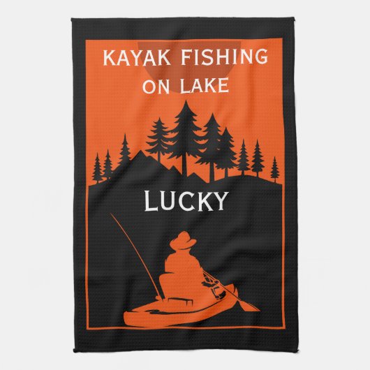 Kayak See- und Flussfischerei Geschirrtuch (Vertikal)