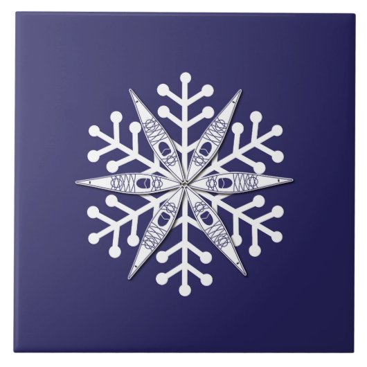 Kayak Snowflake Trivet Fliese (Vorderseite)