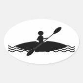 Kayak Stick Man Logo Ovaler Aufkleber (Vorderseite)