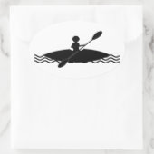 Kayak Stick Man Logo Ovaler Aufkleber (Tasche)