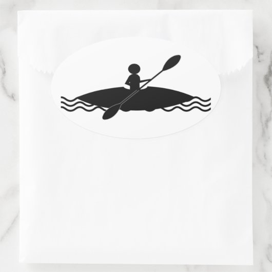 Kayak Stick Man Logo Ovaler Aufkleber (Tasche)