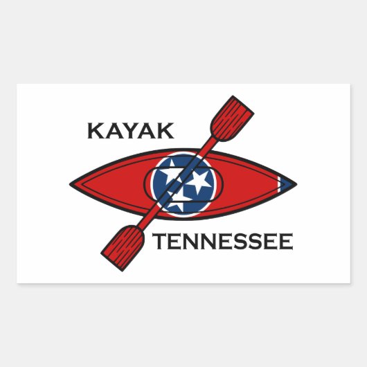 Kayak Tennessee Flag Rechteckiger Aufkleber (Vorderseite)