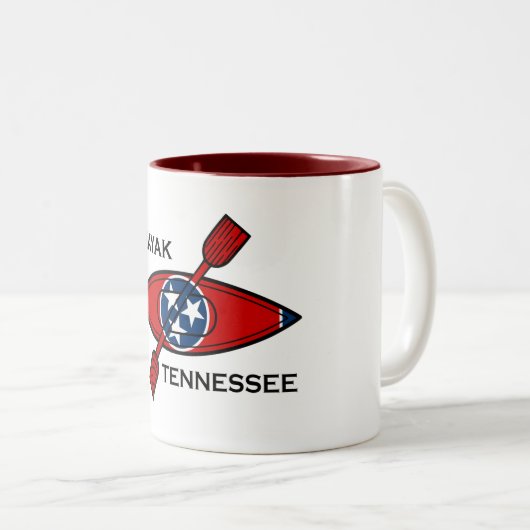 Kayak Tennessee Flag Zweifarbige Tasse (VorderseiteRechts)