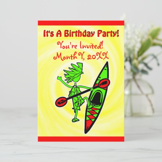 Kayak Themed Party Einladung (Stehend Vorderseite)