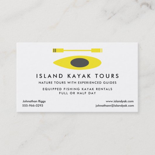 Kayak Tour Guide Business Card Visitenkarte (Vorderseite)
