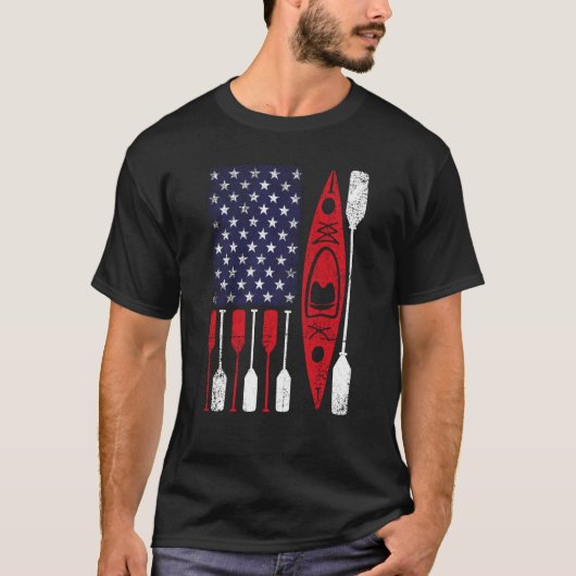 Kayak und Paddle US-amerikanische Flagge Kanuen US T-Shirt (Vorderseite)