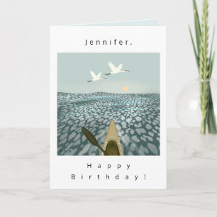 Kayak und Sandhill Krane über Wasser Einladung