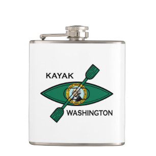 Kayak Washington Staatsflagge Flachmann