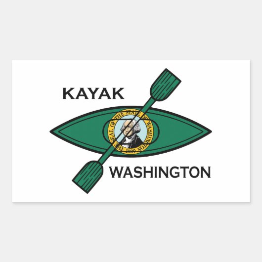 Kayak Washington Staatsflagge Rechteckiger Aufkleber (Vorderseite)