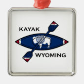 Kayak Wyoming Flag Ornament Aus Metall (Vorne)