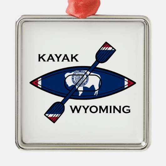 Kayak Wyoming Flag Ornament Aus Metall (Vorne)