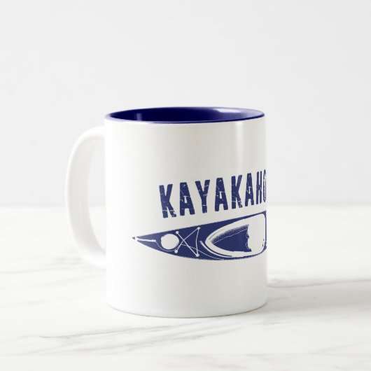 Kayakaholic Zweifarbige Tasse (Vorderseite Links)