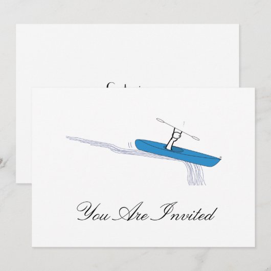 Kayaker im Wasser Einladung (Vorne/Hinten)