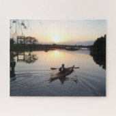 Kayaker on Serene Lake Waters Sunrise Landscape Puzzle (Horizontal)