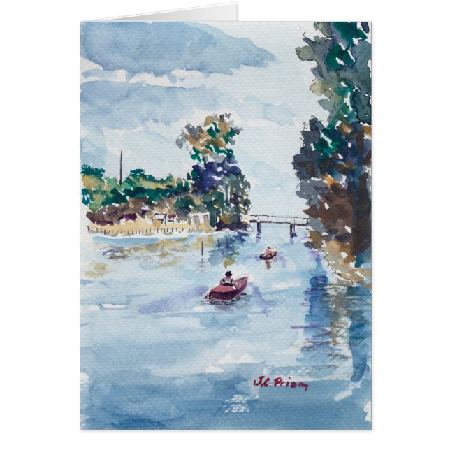 Kayakers auf Weeki Wachie Aquarell-Malerei (Vorne)