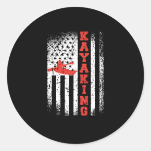 Kayaking America Flag Kayak Patriotic USA Canoe Runder Aufkleber