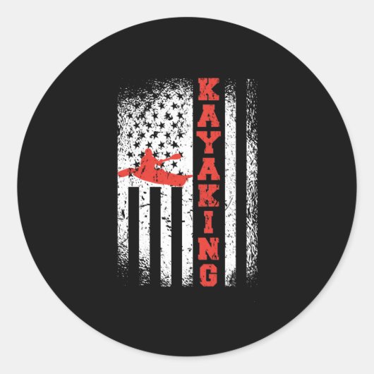Kayaking America Flag Kayak Patriotic USA Canoe Runder Aufkleber (Vorderseite)