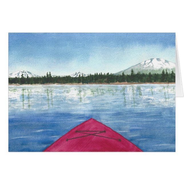 Kayaking auf einem Cascade See-Aquarell (Vorderseite (Horizontal))