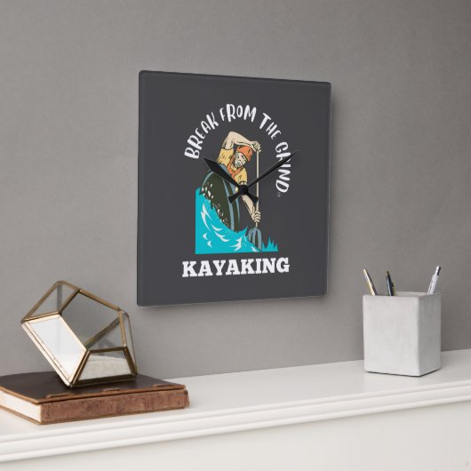 Kayaking BFTG (Weiße Uhr) Quadratische Wanduhr (Büro)