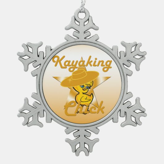 Kayaking Chick #10 Schneeflocken Zinn-Ornament (Vorderseite)