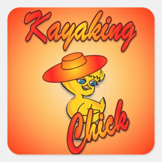 Kayaking Chick #5 Quadratischer Aufkleber (Vorderseite)