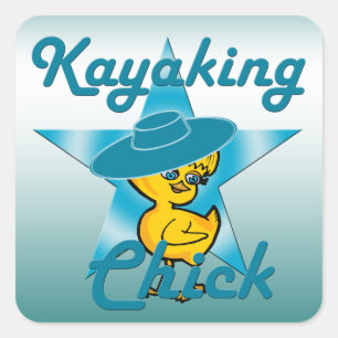 Kayaking Chick #7 Quadratischer Aufkleber