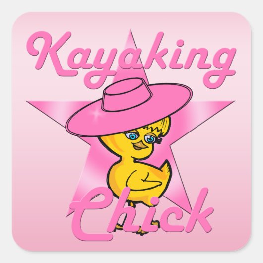 Kayaking Chick #8 Quadratischer Aufkleber (Vorderseite)